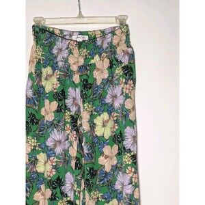 O'Neill Floral Tommie Wide Leg Pants Women's Sz S Jade Tropical Beach Surf Gauzy